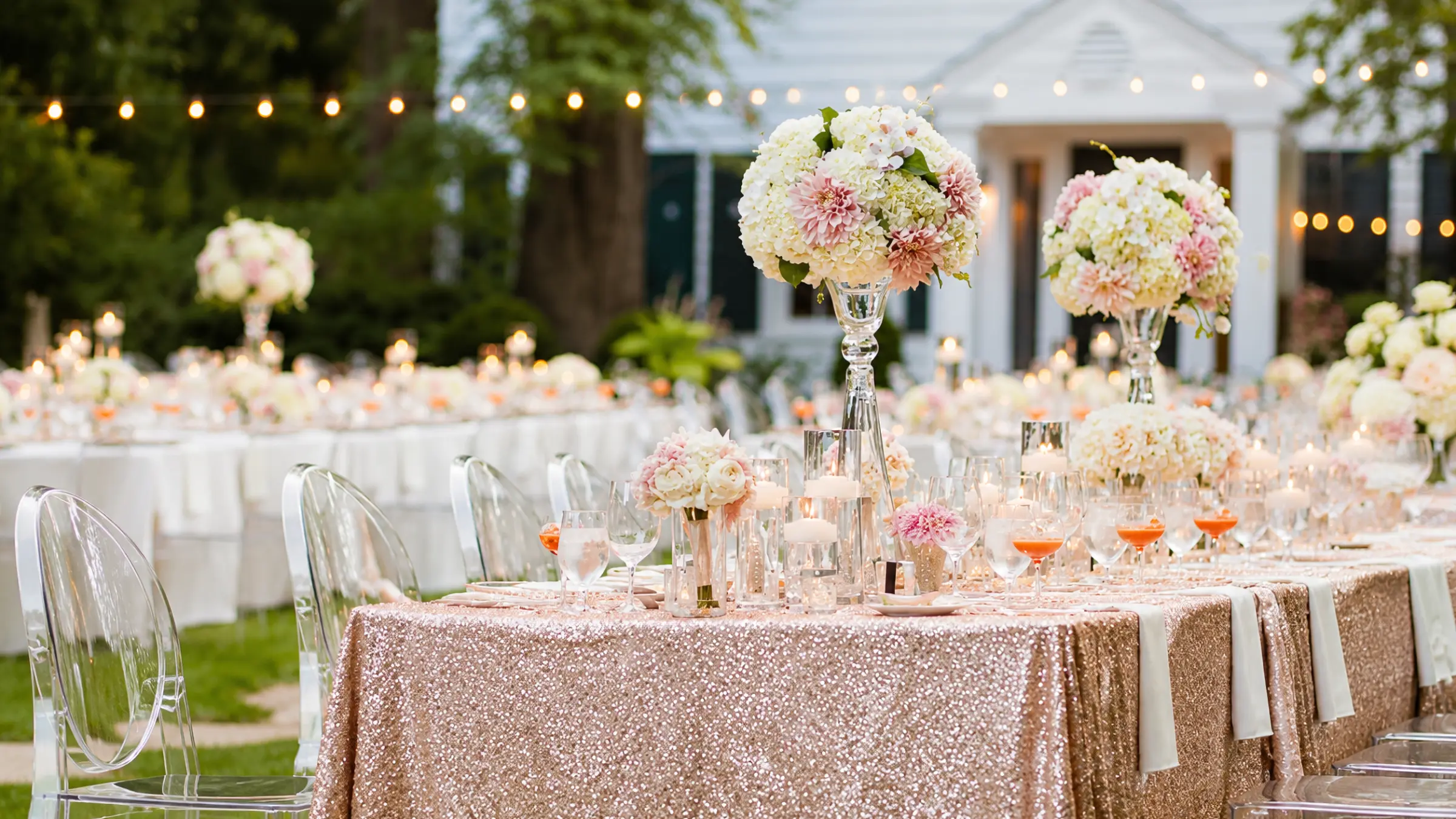 Décoration de table dans le jardin pour un mariage