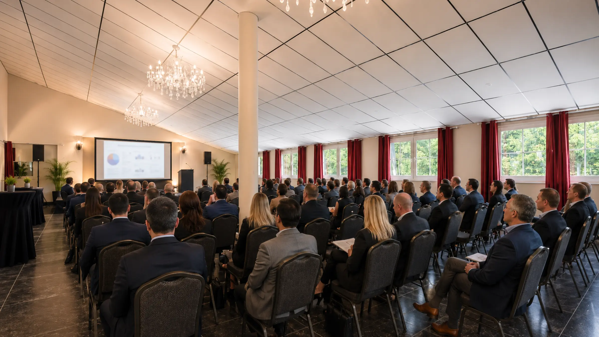 Salle configurée pour accueillir un public professionnel